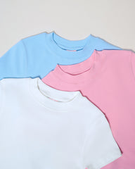 Baby Tee 3-Pack: Natural, Pink, Pale Blue