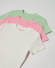 Baby Tee 3-Pack: Natural, Pink, Pistachio