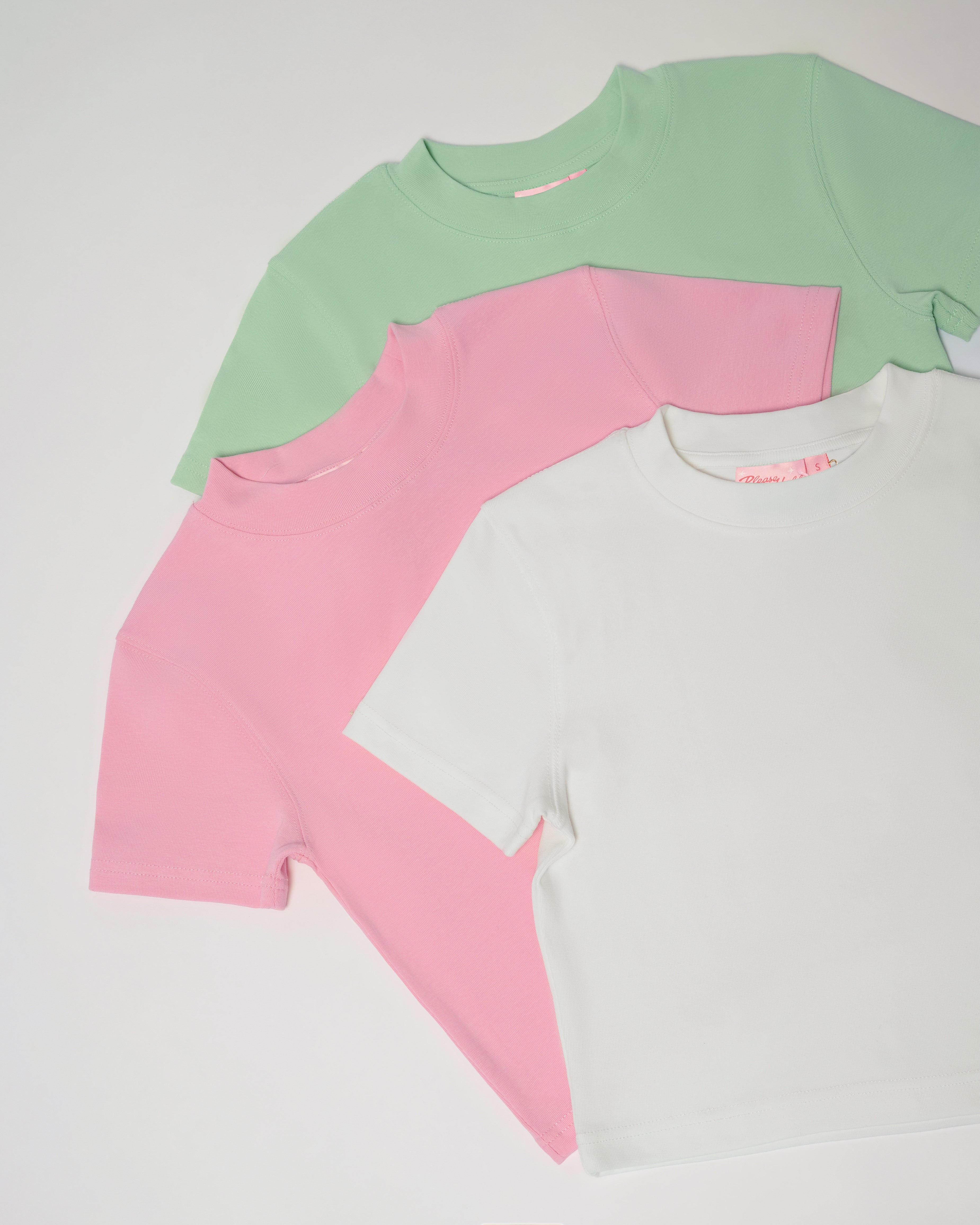 Baby Tee 3-Pack: Natural, Pink, Pistachio