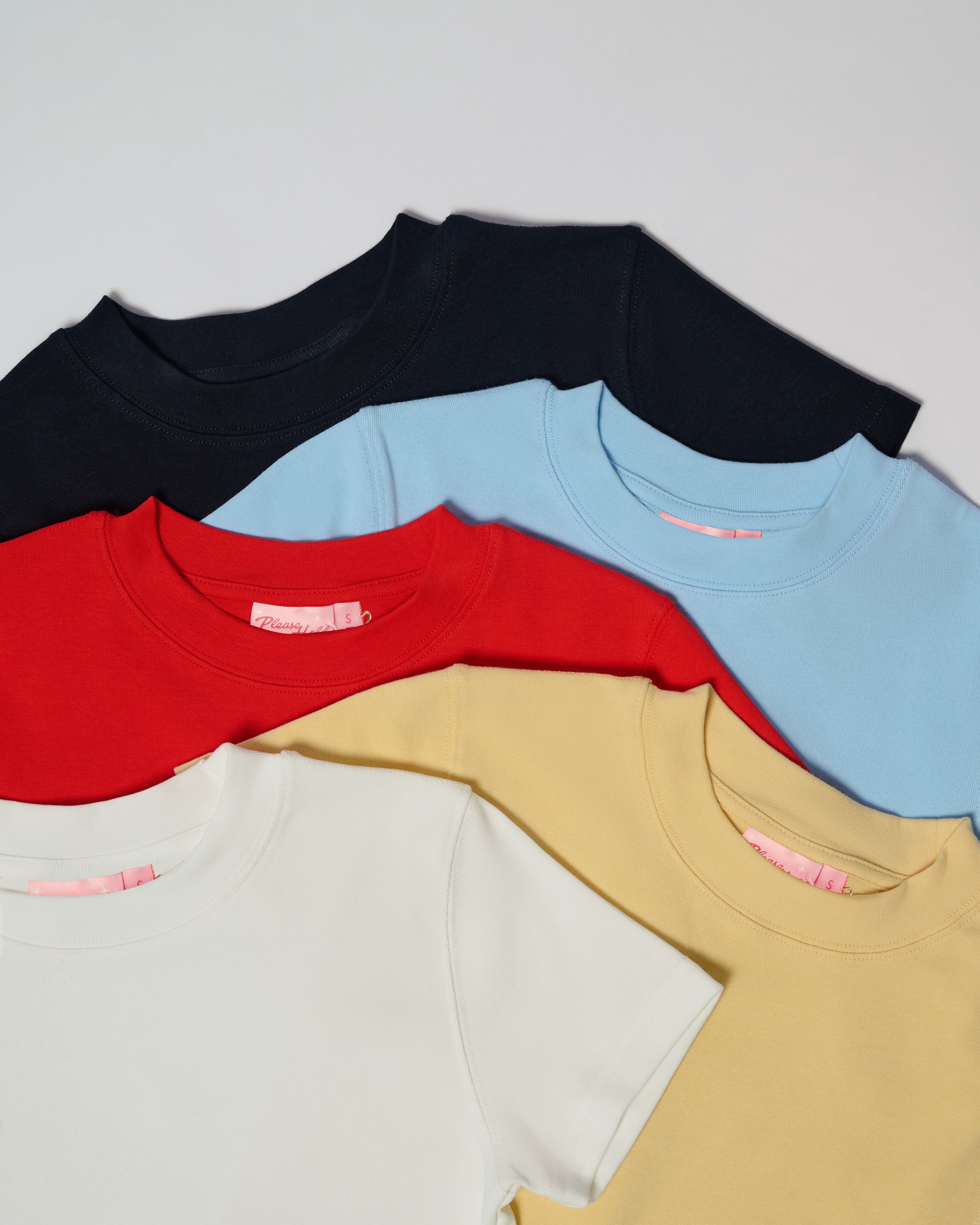 Baby Tee 5-Pack: Black, Pale Blue, Red, Yellow, Natural