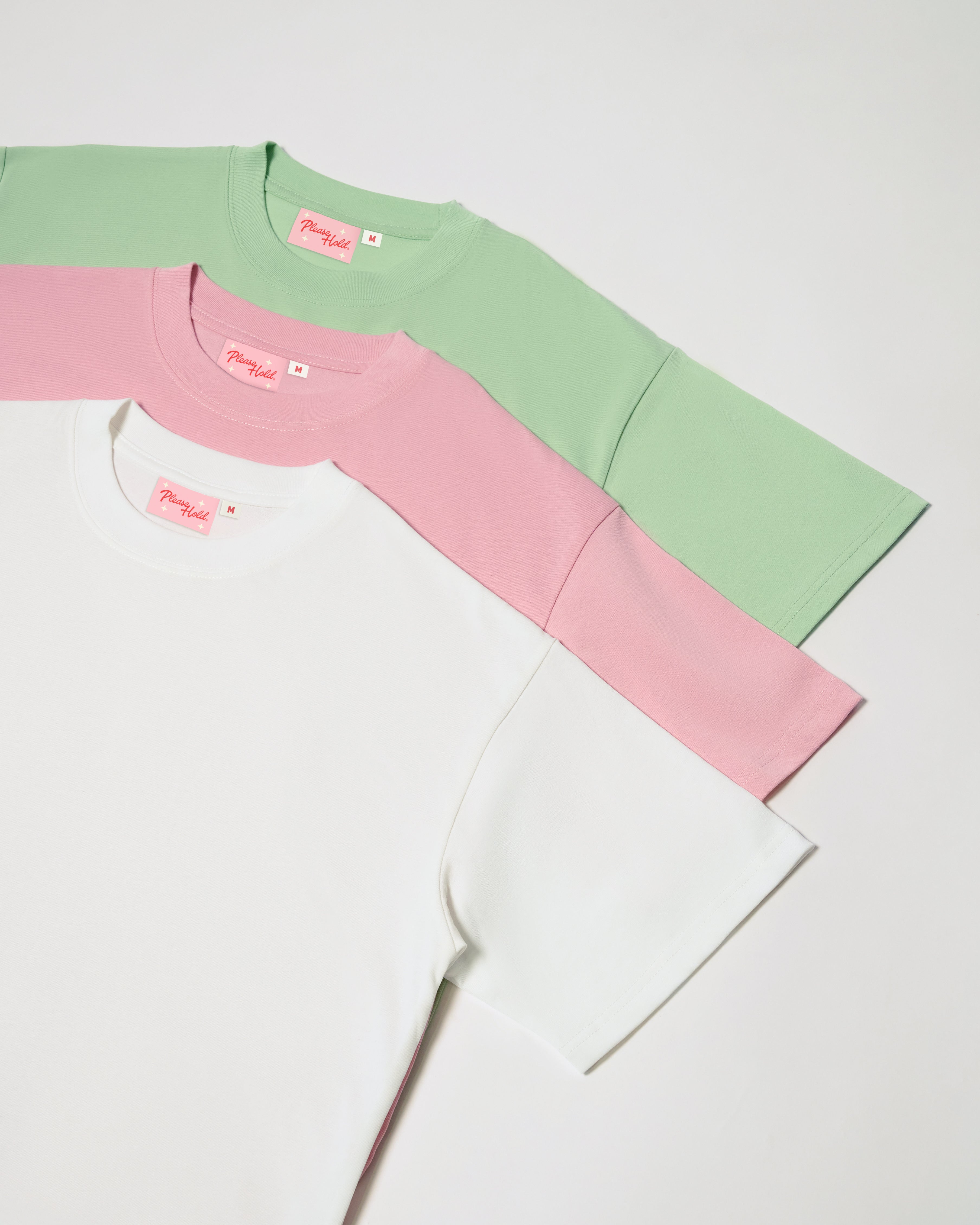 Boxy Tee 3-Pack: White, Pink, Pistachio