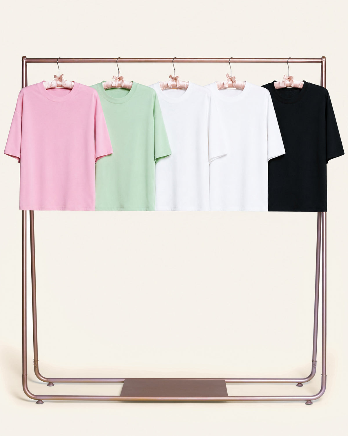 Boxy Tee 5-Pack: Black, White, Pistachio, Pink