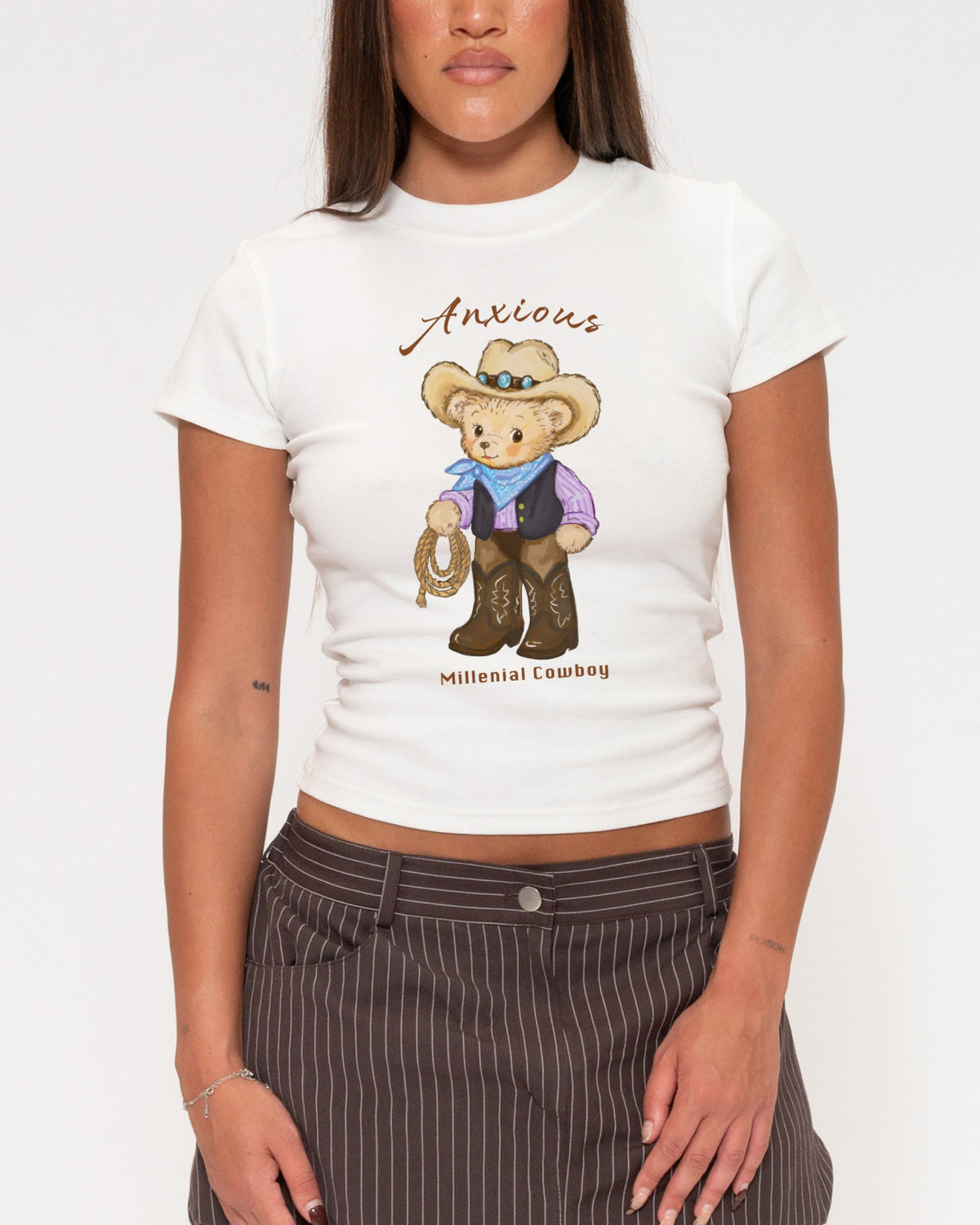 Anxious Millenial Cowboy Longline Baby Tee
